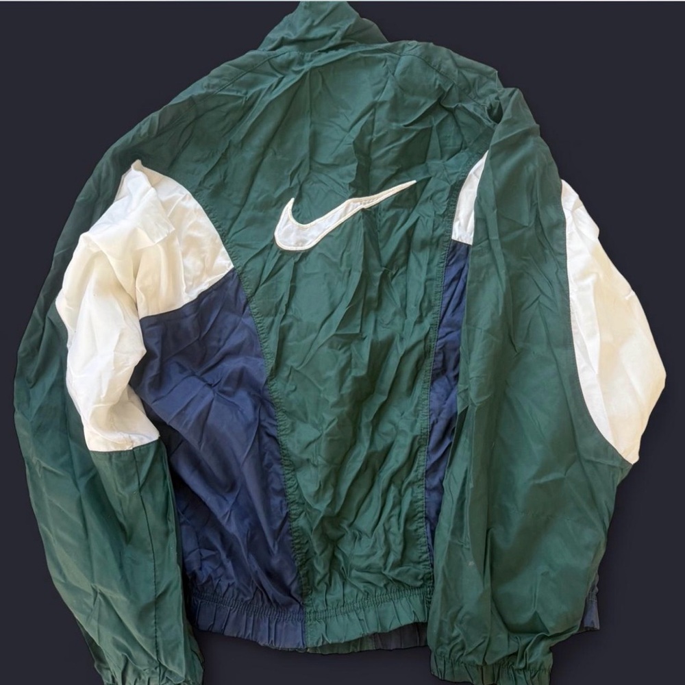 Nike Men's Windbreaker in Green, Blue, and White